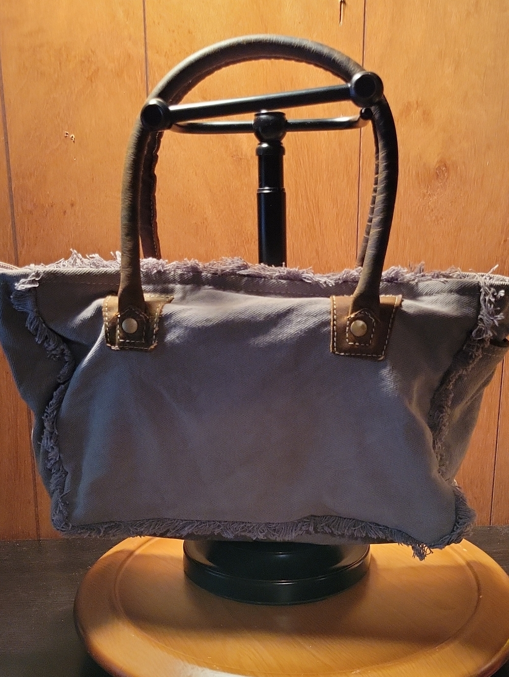 Myra Women’s Woven Tapestry Tote Bag in Multi-Color with Brown Handles - Picture 2 of 6